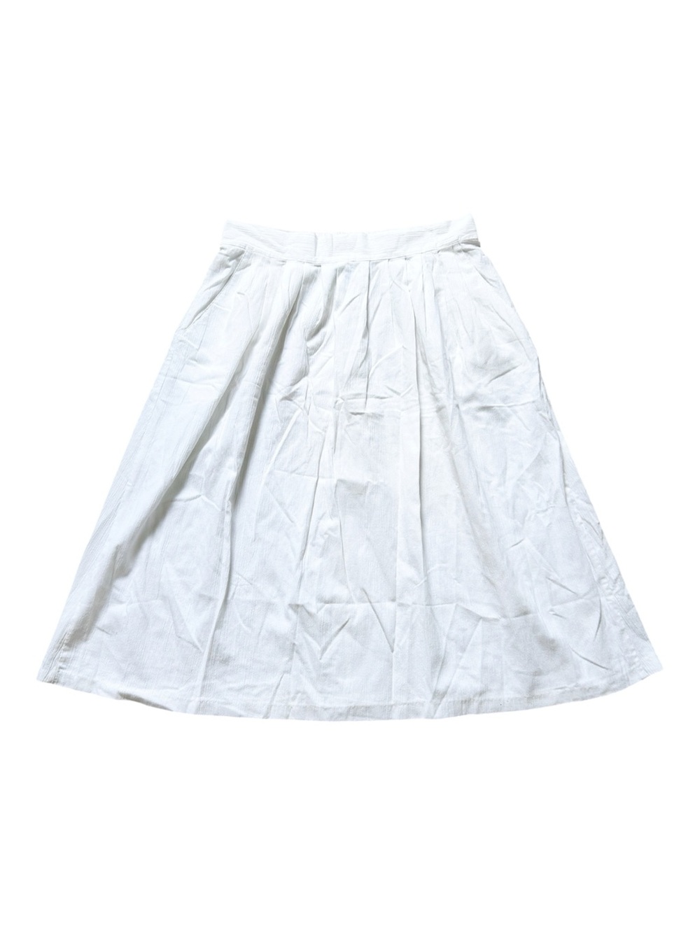Vintage Liz Moody White Midi Pleated Skirt w/Pockets Cotton